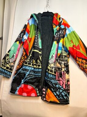 Women’s XXL Multicolor Graphic Hooded Coat